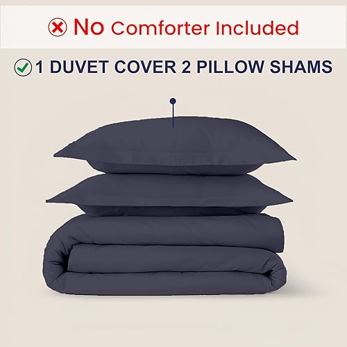 Miniatura 2 de Kotton Culture Juego de funda de edredón de 3 piezas, 100% algodón egipcio, 1200 hilos, funda de edredón suave con cremallera y lazos en las