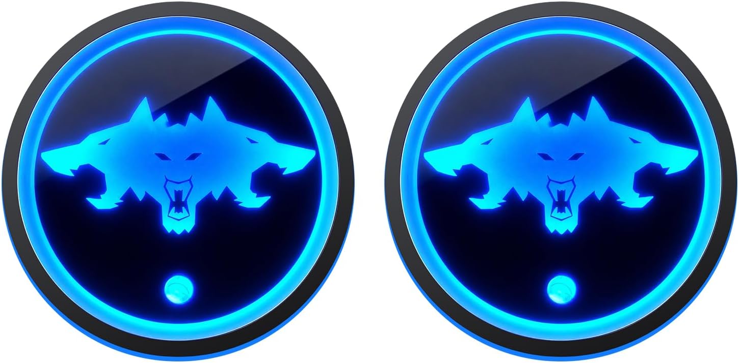 2PCS LED Car Cup Holder for Cyberbeast Style Cup Coasters Fit for Cybertruck/Car/Pickup/Truck 7 Colors RGB Ambient Light Up Cup Holder USB Rechargeable Cup Holder Car Accessories