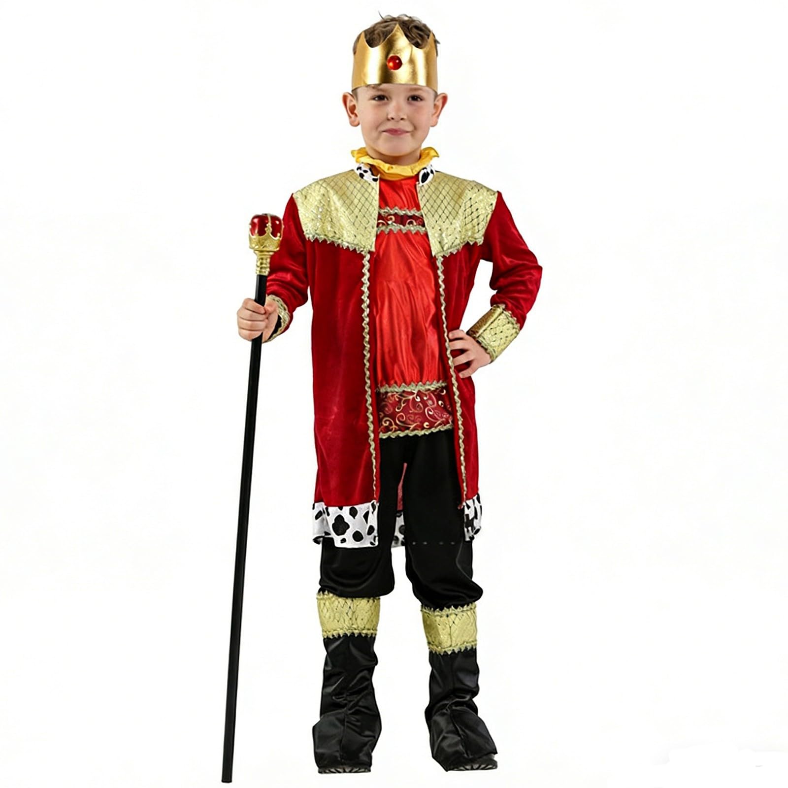Generisch Mittelalterliches Königsgewand für Jungen Verkleidungsset mit Zepter für Rollenspiel Halloween Fest