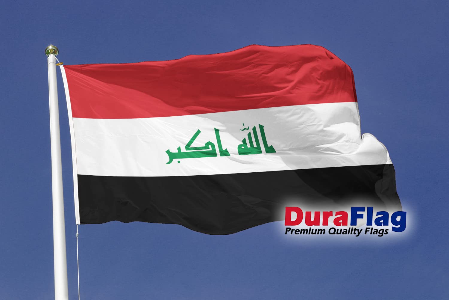 DuraFlag Iraq New Small Courtesy 20x12" Rope and Toggled Premium Quality 50x30cm Flag