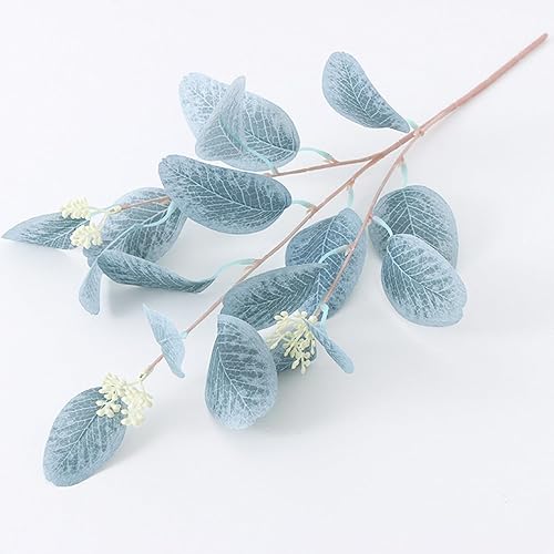 Miniatura 9 de Coloridos tallos artificiales de eucalipto, ramas de hojas de dólar de plata sintética para decoración de jarrón de centro de mesa del hogar