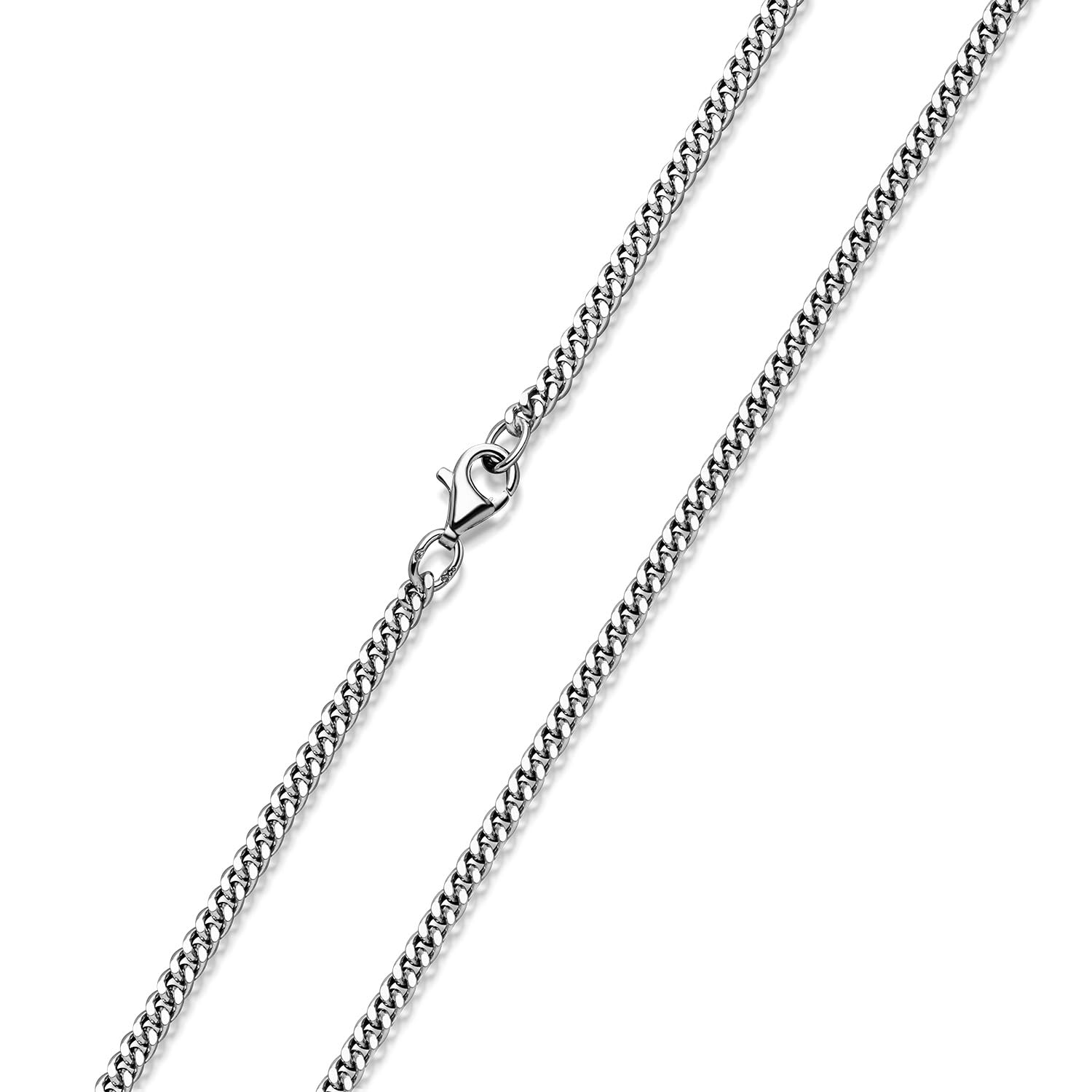 MATERIA by Matthias Wagner 3mm Panzerkette Silber 925 diamantiert rhodiniert Halskette Herren Damen