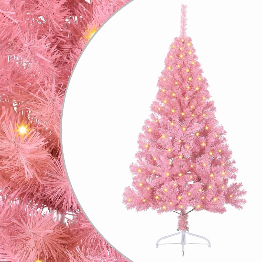 vidaXL Árbol de Navidad Artificial Preiluminado Rosa 150 cm PVC
