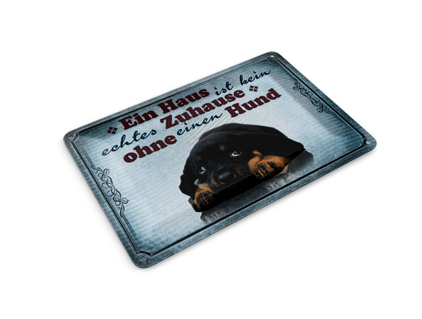 Femer Tin Postcard Saying 14 x 10 cm No Real Home Without Dog Decorative Sign