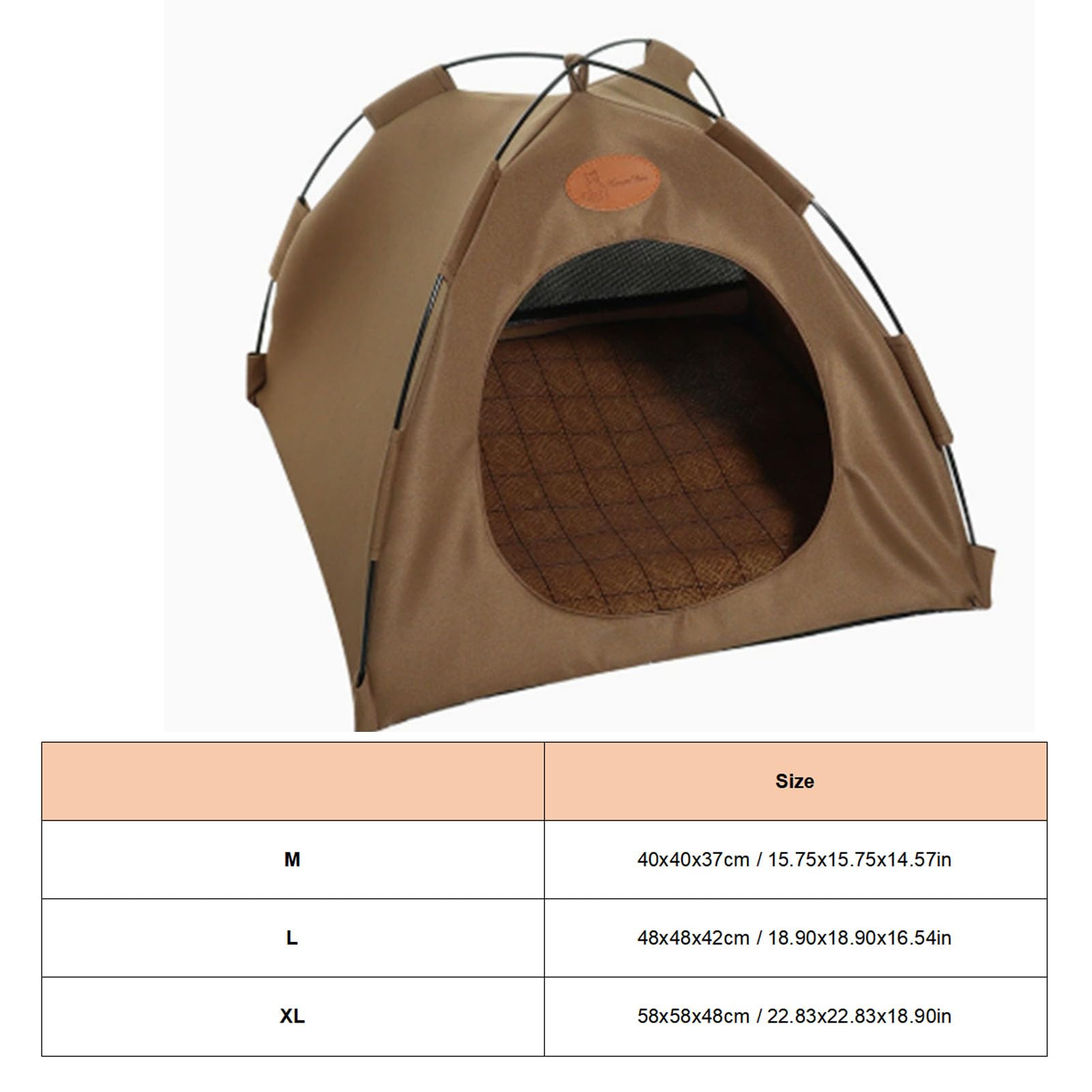 AMONIDA Tenda per Gatti, Letto Accogliente Dal Design Traspirante e Portatile per Uso Interno Ed Esterno, Materiale in Tela (Caffè con Mat)