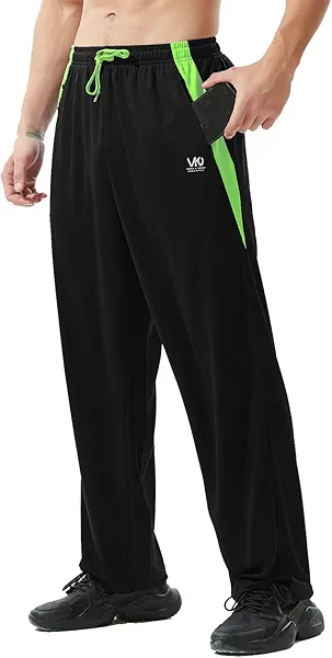 ZEROWELL Men’s Athletic Pants with Zipper Pockets Open Bottom Lightweight Sweatpants, for Workout, Running, Gym, Training