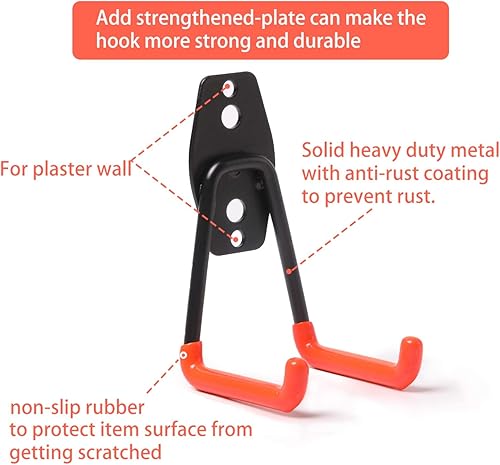 Miniatura 3 de NETWAL Ganchos de garaje, paquete de 10 unidades, organizador de almacenamiento, gancho de acero de montaje en pared doble resistente para organizar