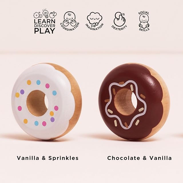 Foto 3 de 6 de Le Toy Van - TV332 - Juego Educativo Pretend Donuts, Juguete Infantil, 2 Años, Set de 4 Donuts con Caja…