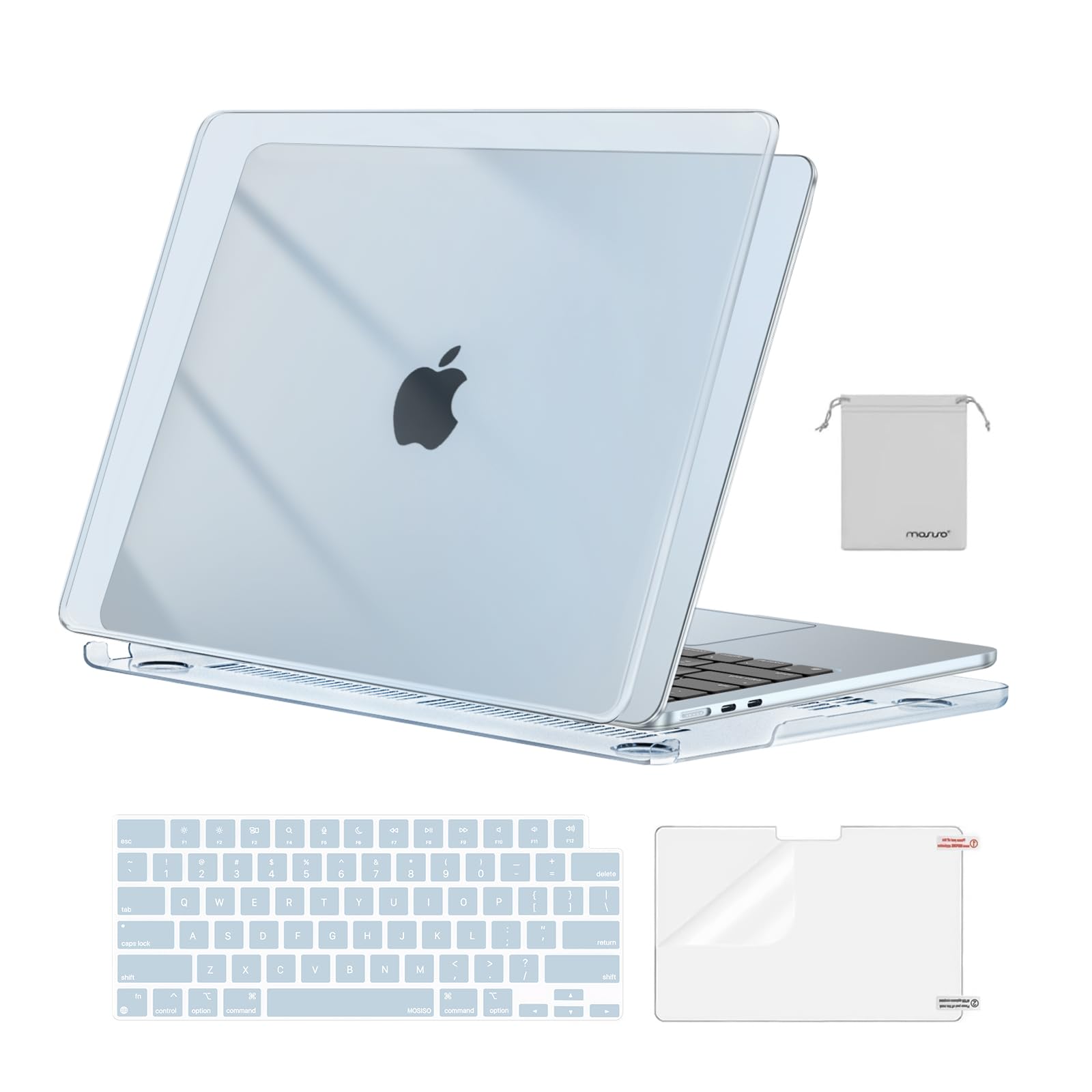 MOSISO Compatible with MacBook Air 13 inch Case M5 2026 M4 2025 M3 M2 2024-2022 A3449 A3240 A3113 A2681,Hard Shell&Keyboard Cover&Screen Film&Pouch for MacBook Air 13.6 inch Case, Crystal Clear — view 24