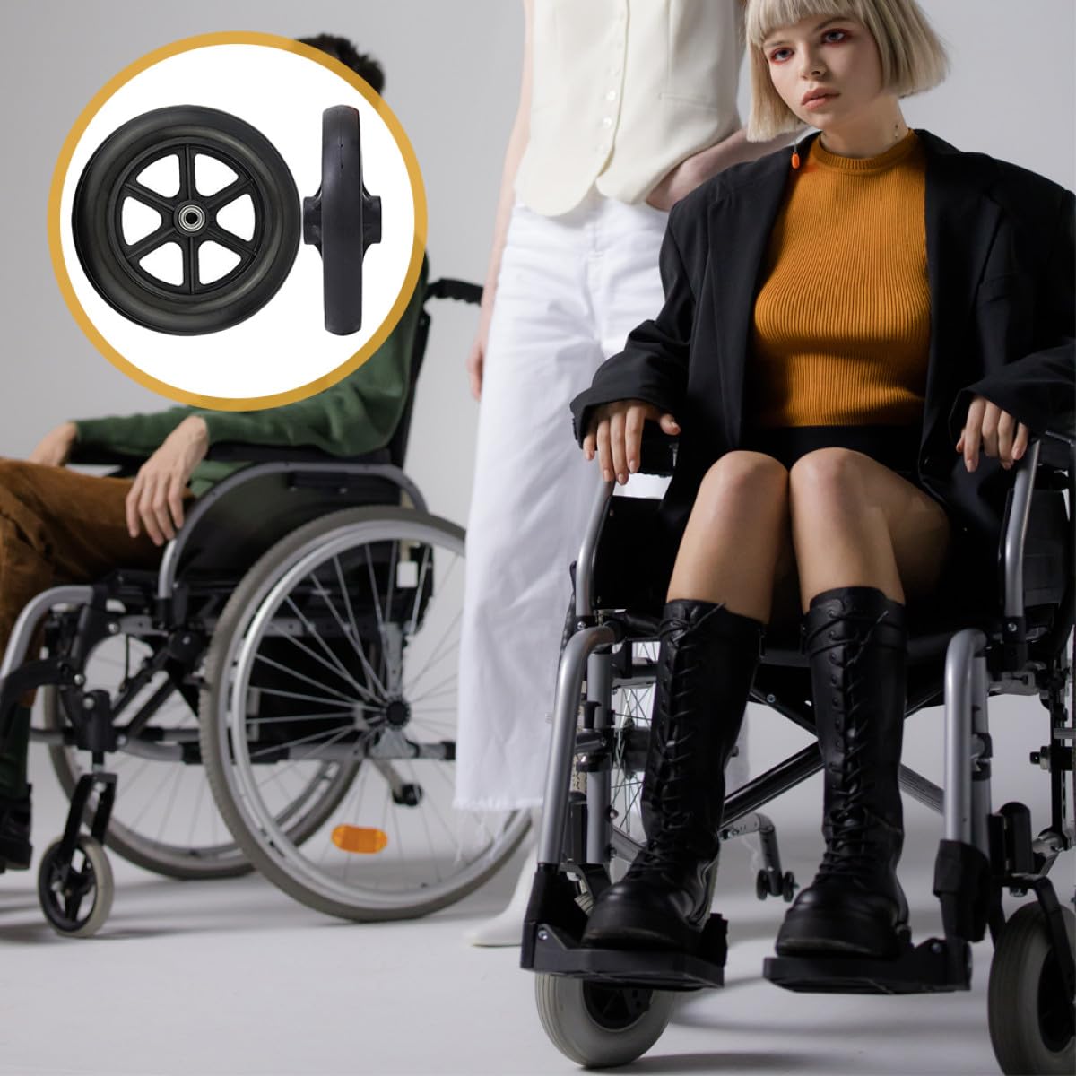Ruedas Delanteras para Andador y Silla de Ruedas, Accesorio Reemplazable de Abs y Goma, 2 Piezas Duraderas y Resistentes para Uso Diario