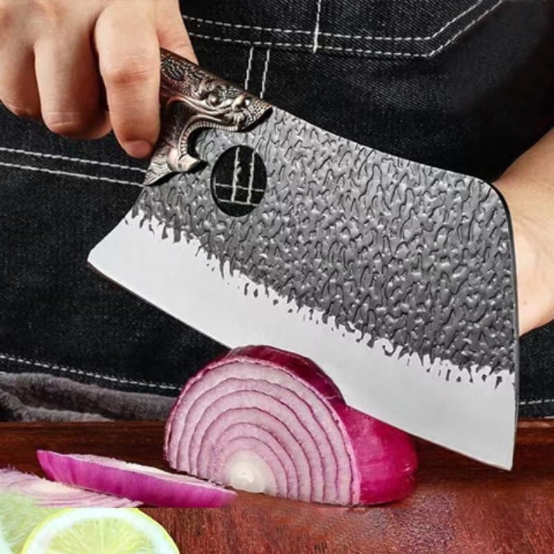 Meat Cleaver,Cleaver Knife Kitchen Knife High Carbon Steel Household Slicing Knife Chef Knife Professional Meat Cleaver Sharp Butcher Knife Chopping Knife, LAMAJIGA5844