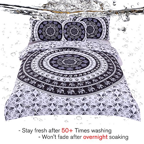 Sleepwish 4 Pcs Black And White Bohemian Bedding Mandala Duvet Cover Hippie Comforter Cover Sets Queen #TOP2