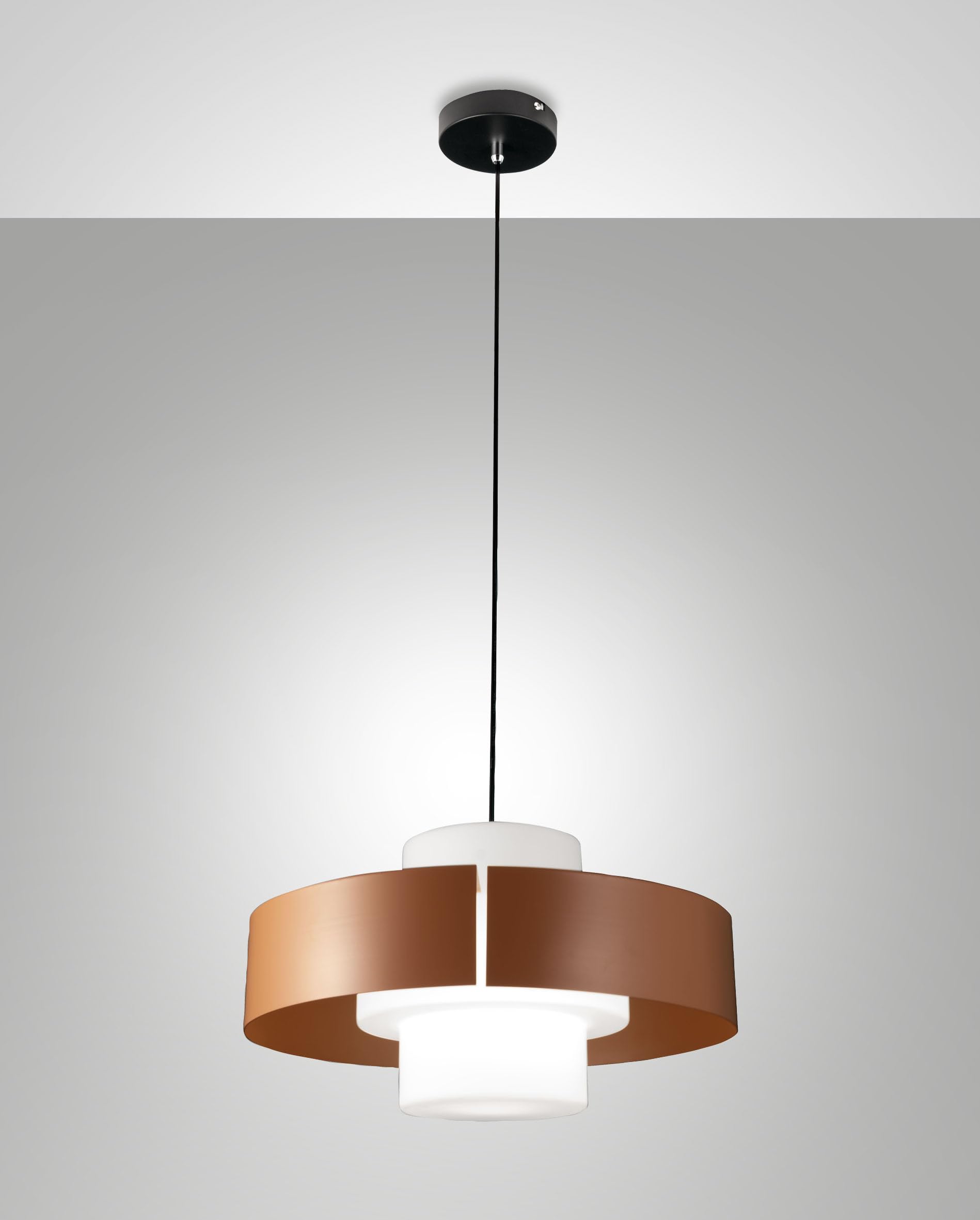 Loto pendant light Ø450 mm in metal and brick blown glass, E27 socket 40 W, IP20, class 1 - modern and elegant design