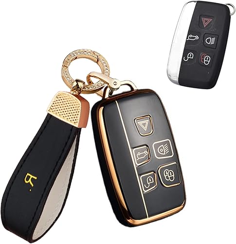 SANRILY Funda para llave de coche para Land Rover sin llave, funda de protección completa, Negro -