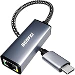 BENFEI USB-C à l'adaptateur Ethernet, USB Type C (Thunderbolt 3/4) à RJ45 Ethernet Gigabit LAN Adaptateur réseau compatible avec iPhone 15 Pour/Max, MacBook Pro/Air 2023, iPad Pro,iMac, S23, XPS 17 et plus encore