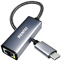 BENFEI Adattatore USB C a Ethernet, USB Tipo C a RJ45 Ethernet LAN (Compatibile Thunderbolt 3, 4), compatibile per iPhone 15 Pro, Max MacBook Pro, Air 2023 iPad Pro iMac S23 XPS 17 e altro