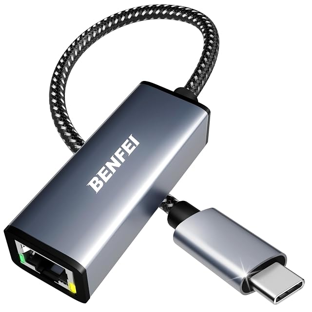 BENFEI USB-C to Ethernet Adapter USB Type-C Thunderbolt 3 4 to RJ45 Gigabit Ethernet LAN Network Adapter Compatible