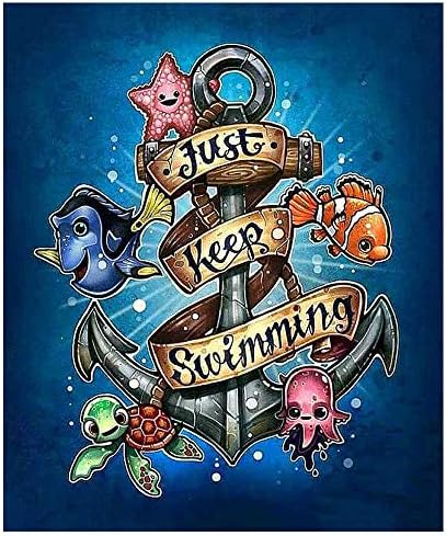 Better Selection 5D Diamond Art by Number Kit, Full Drill Just Keep Swimming Starfish Octopus Fish Flowers Rhinestone Embroidery Cross Stitch Supply Arts Craft Canvas Wall Decor
