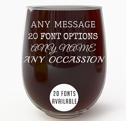 Vaso de vino personalizado grabado para el Día de la Madre de 17 onzas sin tallo, regalos de vino para mujeres, regalos personalizados para mamá