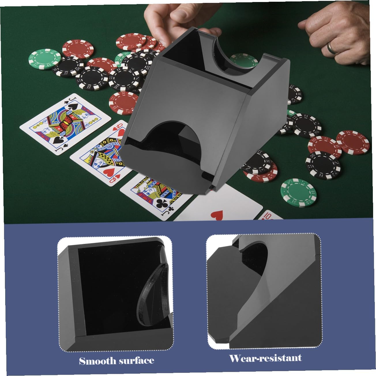 Vaguelly Waterproof Acrylic Card Shoe for Poker and Blackjack Manual Dealer Supply for Home Games Card Holder Storage
