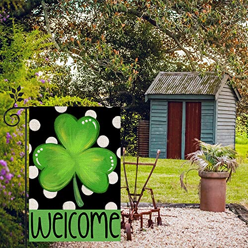 Crowned Beauty St Patricks Day Garden Flag 12×18 Inch Double Sided Green Shamrock Clover Welcome Small Outside Vertical Holiday Yard Decor #TOP6