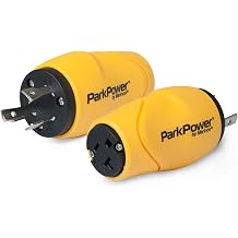 ParkPower by Marinco S30-15RV One Piece Adapter 15/20A 125V Straight Blade Connector & 30A 125V Locking Plug