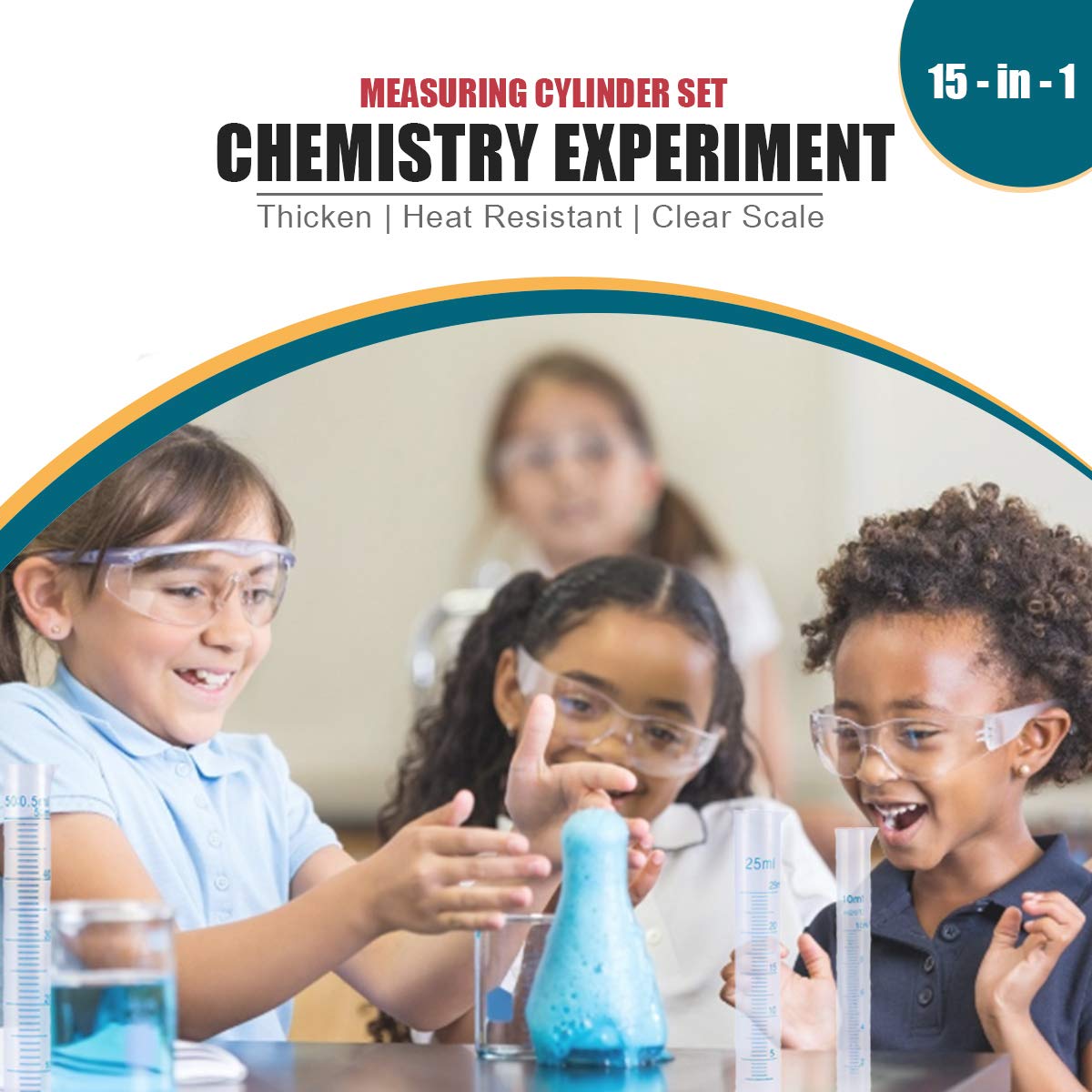 moveland 15-Piece Set Plastic Graduated Cylinders and Beakers with 5 Transfer Pipettes and 1 Test Tube Brushes, Ideal for DIY and Kids Science Lab: Industrial & Scientific