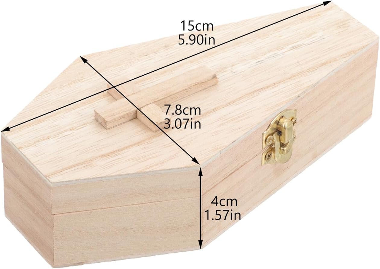 Coffin Shaped Jewelry Box Halloween Decorative Wood Storage Case image 2