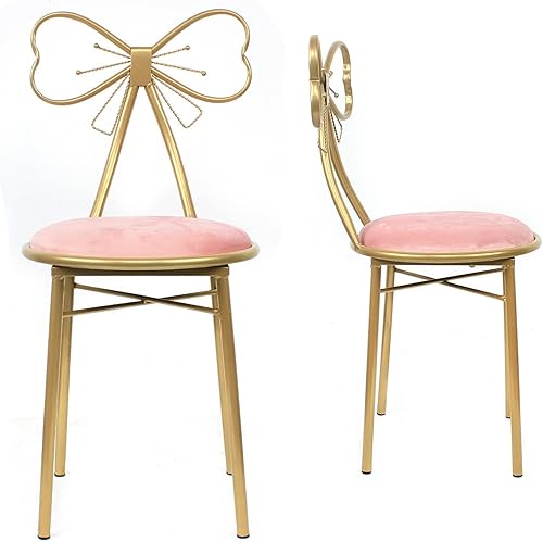 Miniatura 7 de TFCFL - Pajarita de mariposa, color rosa, cojín de terciopelo con marco de metal, asiento con respaldo de mariposa, también se utiliza para cocina,