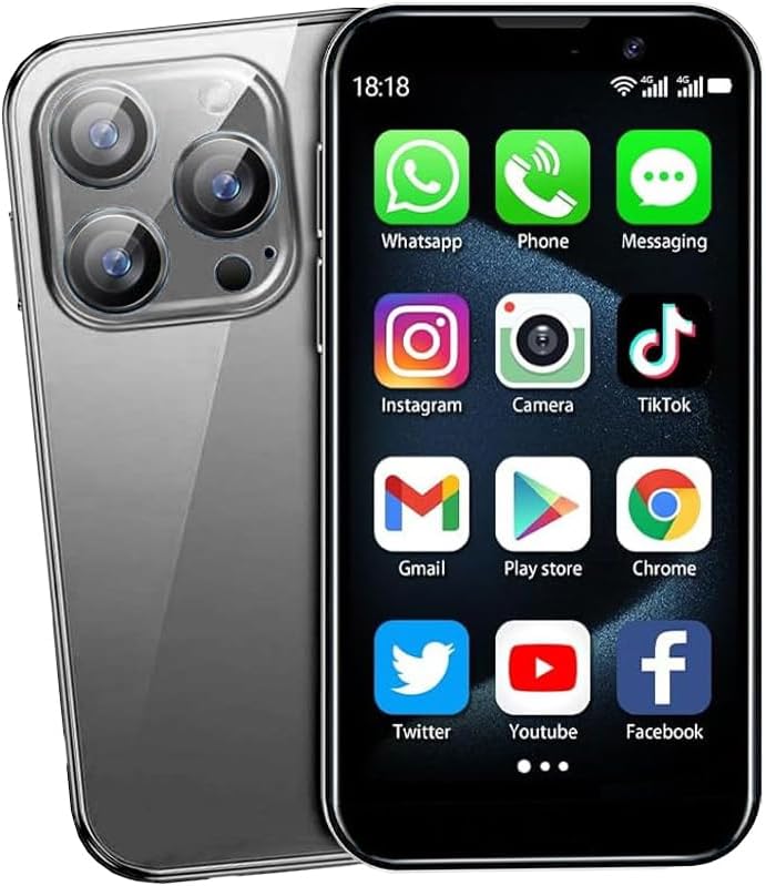 Mini Phone,3.0 inch HD Touch Screen Android Phone,Unlocked Kids and Students Smartphone,Face Recognition,Quad Core Dual SIM Dual Standby,Best Gift for Kids,2GB+16GB-Black