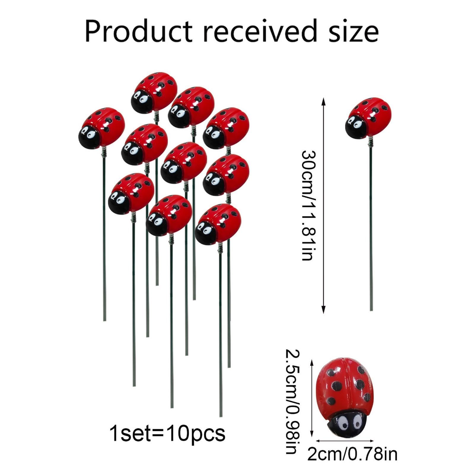 Marienkäfer-Gartendekoration Aus Metall – 36 Cm Groß, Farbenfroh, Als Gartenstecker Für Blumentopf & Rasen
