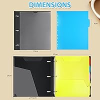 Vista 7 de WOT I 2-Pack Telescoping 3 Ring Binder Notebooks - Customizable Cover, 5 Dividers & Pocket Folder in One Slim Organizer (60 Sheets Included), Black