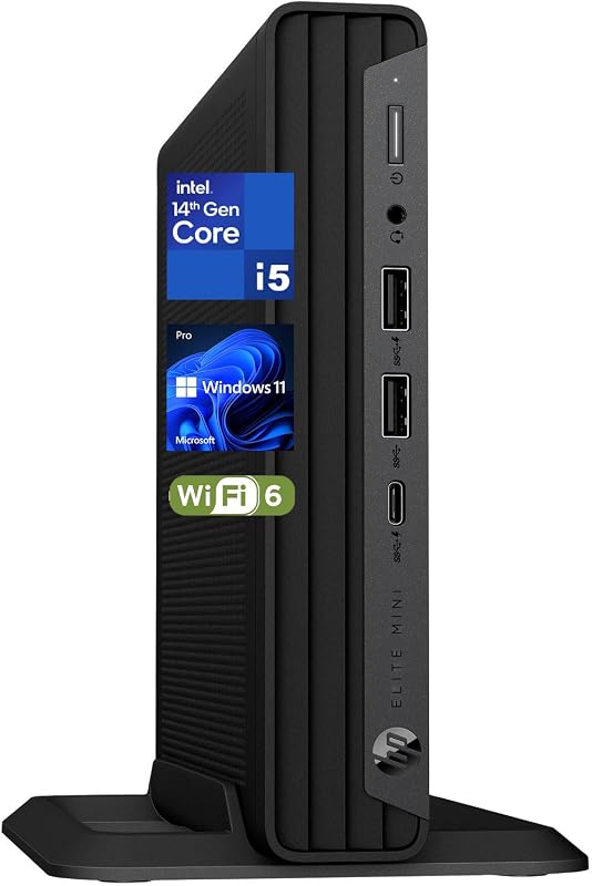 Elite Mini 800 G9 with Intel Core i5-14500, Idea for Business & Home use | 16GB DDR5 RAM & 512GB PCIe SSD, Mini PC for Data Processing, Coding, Creator, 3x 4K Display Support, Wired Keyboard & Mouse