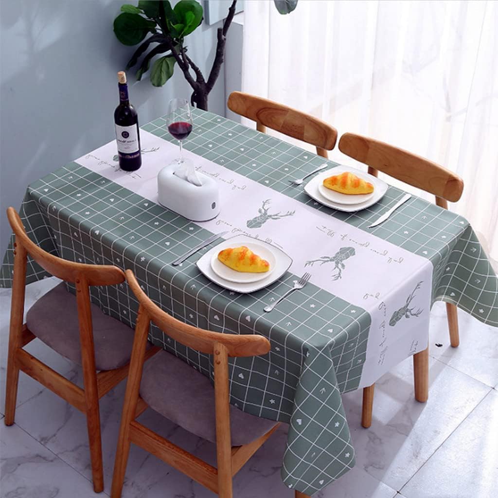 137*180cm Green Checkered PVC TableCloth Plaid Wipeable Tablecloth