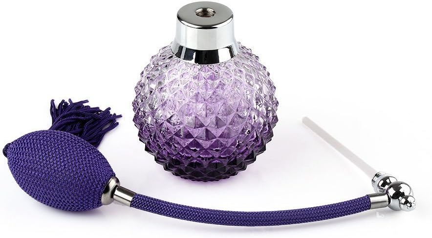 Coolrunner Crystal Art Vintage Style Refillable Perfume Atomizer Long Spray Bottle 100ml(Purple)