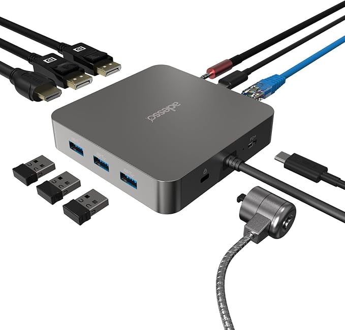 Adesso 11 en 1 Estación de Acoplamiento USB C Multipuerto Dual Display HDMI PD 100W miniatura 2