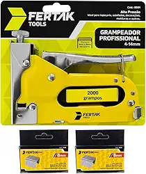 Grampeador Profissional 4mm - 14mm + 2000 Grampos 8mm Para Tapeçaria Tapeceiro Estofado Moldura