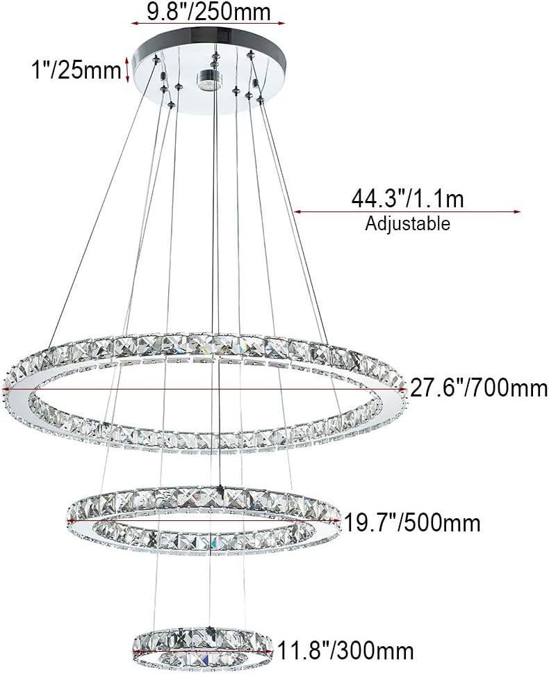 Crаzу Dеаlѕ Crystal Chandelier, 27.5 x 19.6 x 11.8 Dining Room Living Room Modern LED Ceiling Pendant Light Contemporary 3 Rings Adjustable Stainless Steel Lighting Fixtures (3r Warm White) 🛒 Crаzу Dеаlѕ Crystal Chandelier, 27.5 x 19.6 x 11.8 Dining Room Living Room Modern LED Ceiling Pendant Light Contemporary 3 Rings Adjustable Stainless Steel Lighting Fixtures (3r Warm White)