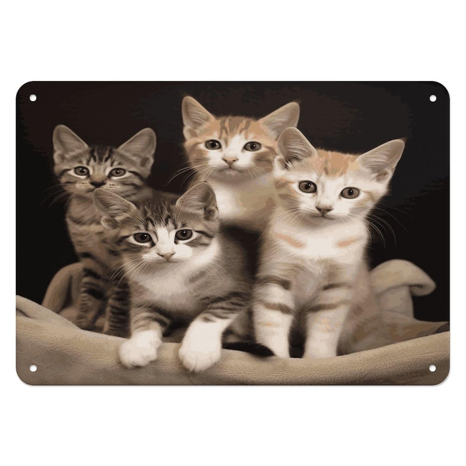 Fekiloot Style Kittens Family Cats Wall Decor Iron Painting Metal Sign