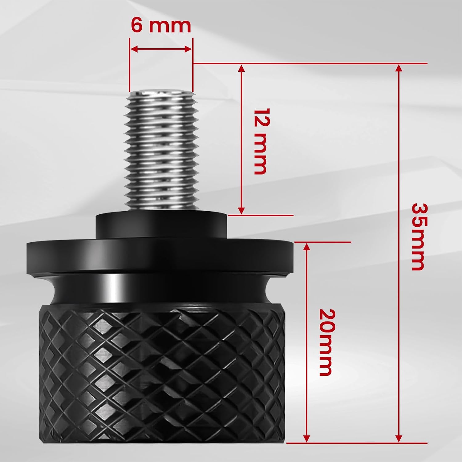 Black Stainless Knurled Fender Seat Bolt Screw 1/4"-20 Thread Compatible with Harley Sportster Touring Softail Dyna CVO Electra Glide Street Glide 1996-2020- Skeleton Wreck
