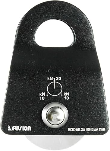 Miniatura 7 de Fusion Climb Ekat Micro Polea de oscilación lateral de aluminio, tirolesa para patio trasero, carretilla Naranja,Negro