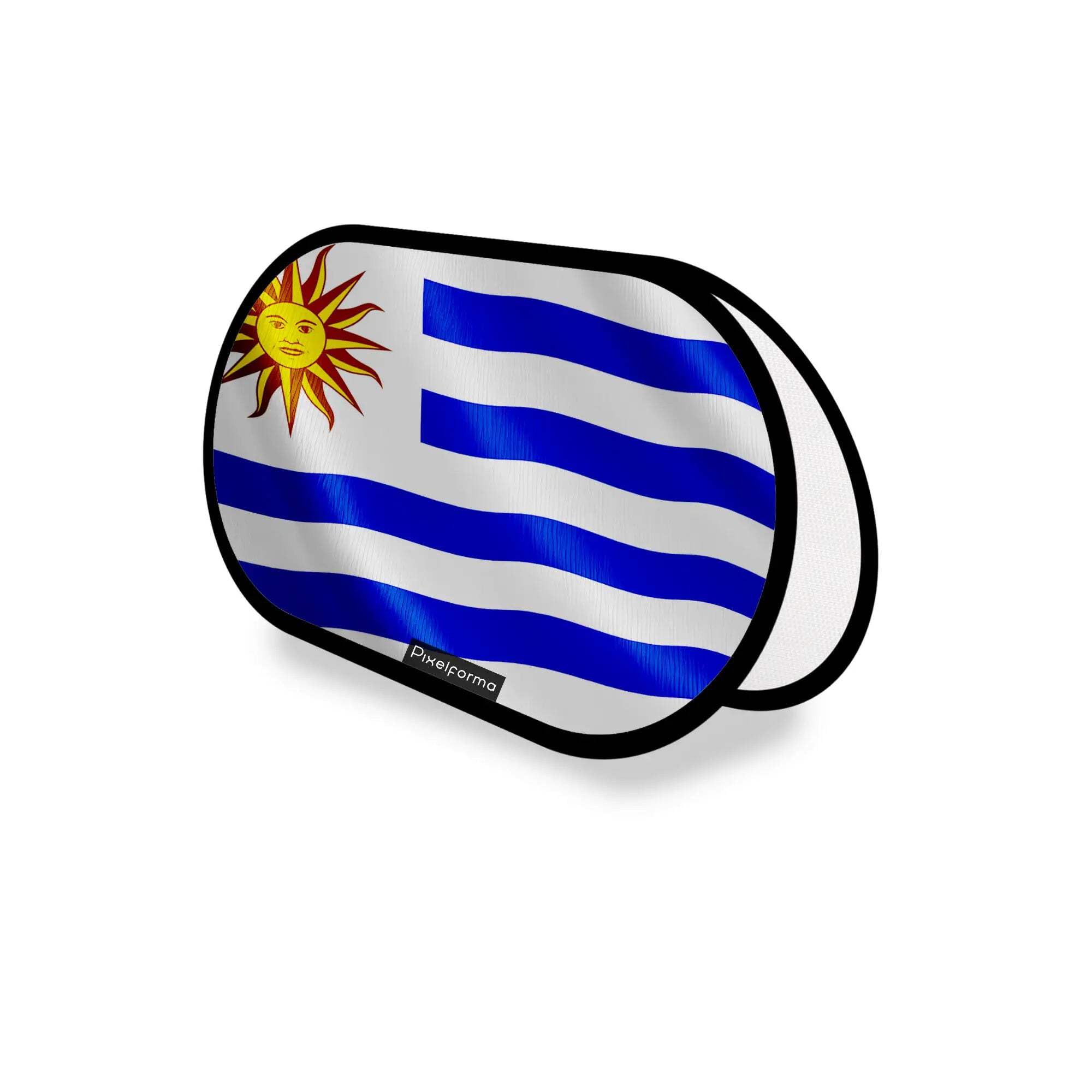 Support publicitaire avec drapeau Uruguay ovale résistant en polyester