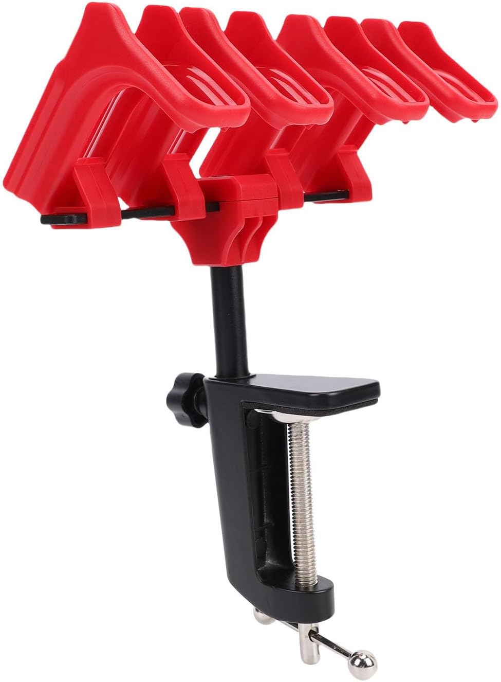 Sanpyl Airbrush Rack for 4 Airbrushes, Adjustable Stand with Rotating Nozzle Holder, Paint Supplies Organizer for Hobby Art Craft, 30mm Height Adjustment, G Clamp Desk Mount Storage