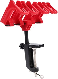 FTVOGUE Airbrush Rack Holder Stand, Adjustable Clamp On 4 Airbrush Storage Organizer with 360 Degree Rotation Arc Groove Alloy Steel ABS Desk Mount for Spray Booth Studio