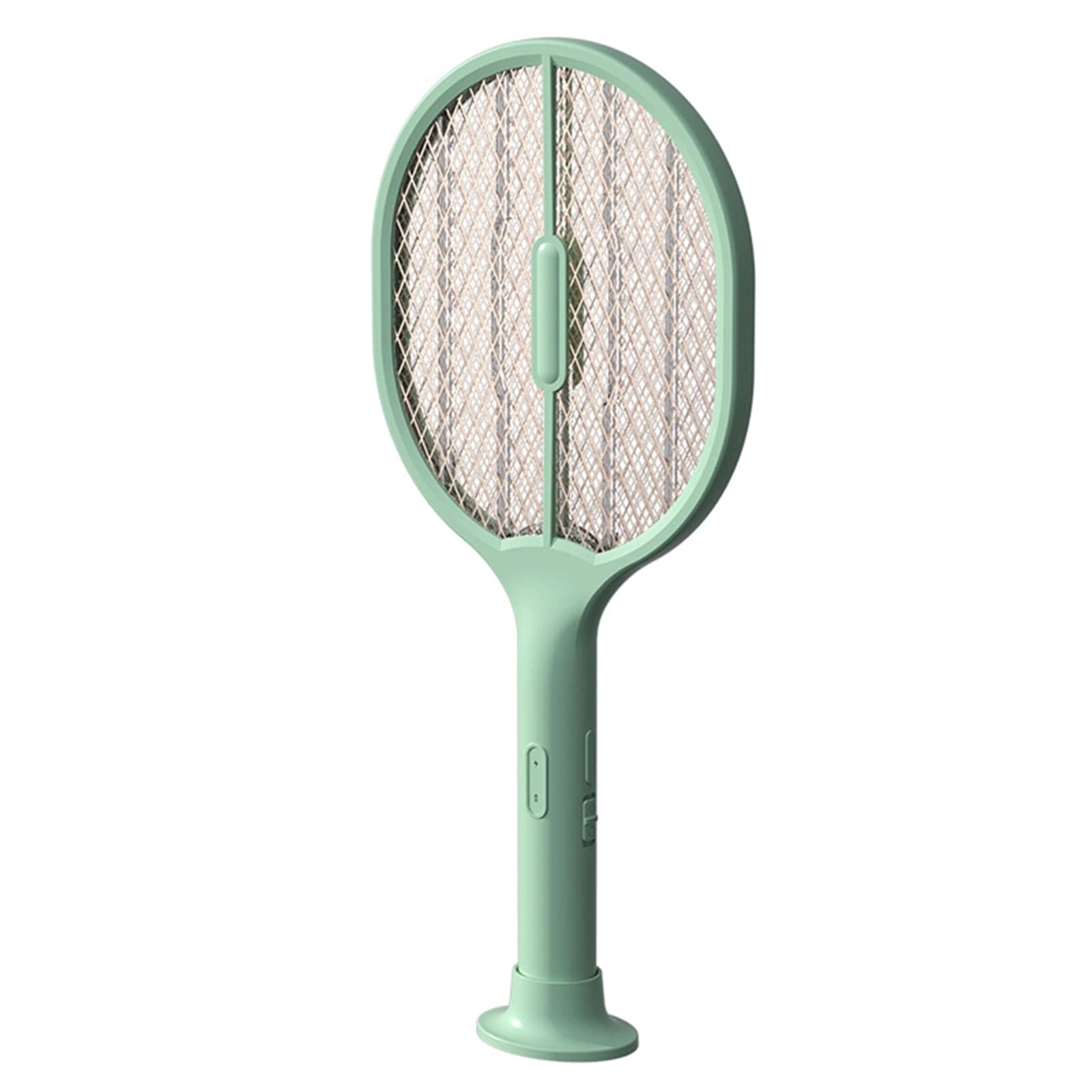 FAXIOAWA Tapette à Mouche électrique, tapette à moustiques électrique 3000 V, Tueur de Mouches – Rechargeable par USB – pour intérieur et extérieur – avec Base, Vert Frais