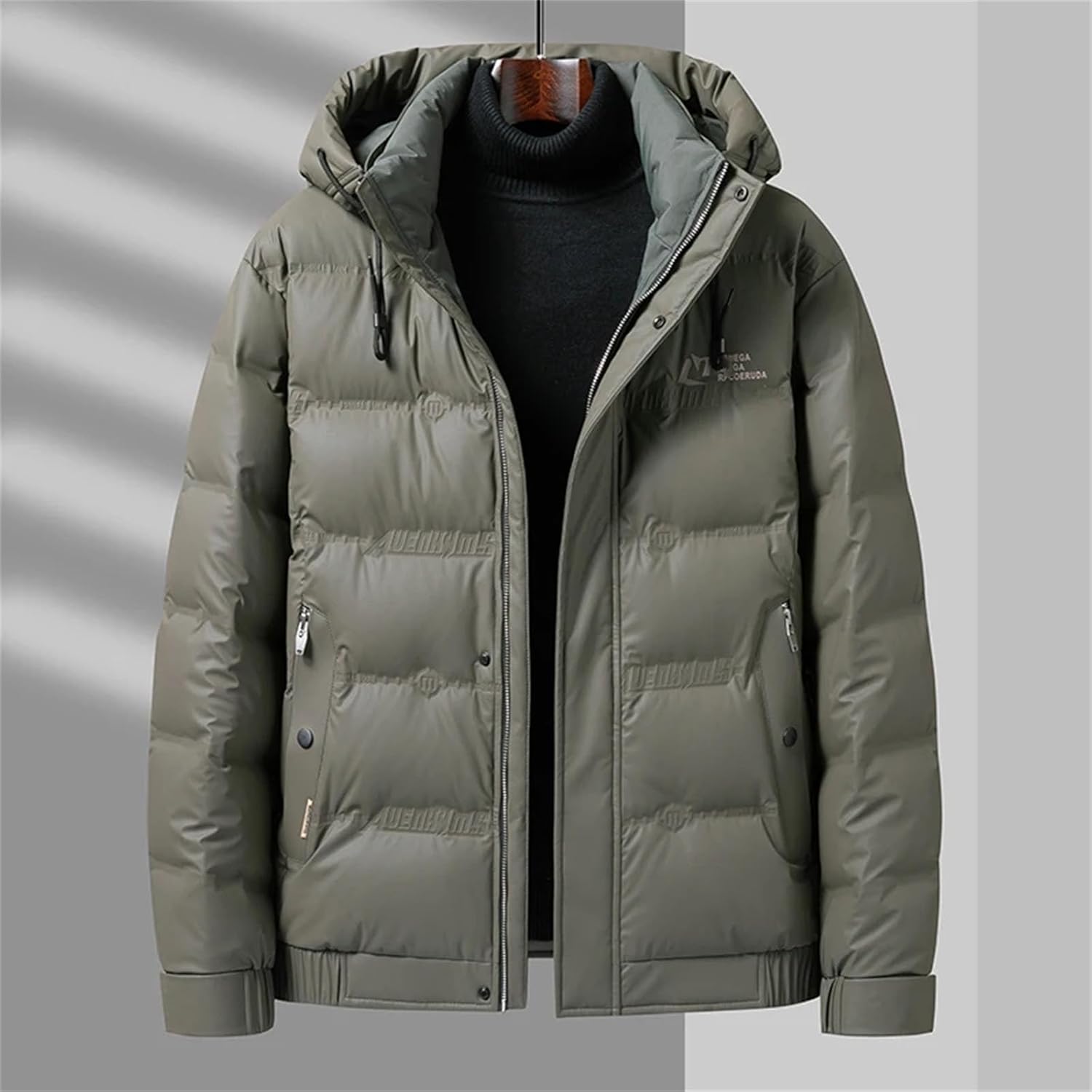 Men's Down Jacket Short Casual Thick Hooded Winter Coat Warm Ski Jacket