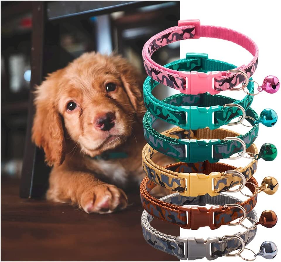 Image of Puppy ID Collars I Identification Soft Nylon Puppy Collars I Adjustable Breakaway Safety I Whelping Litter Collarsr for I Newborn Puppies Kitten I Small Pack of-1 (Army Print Collar)