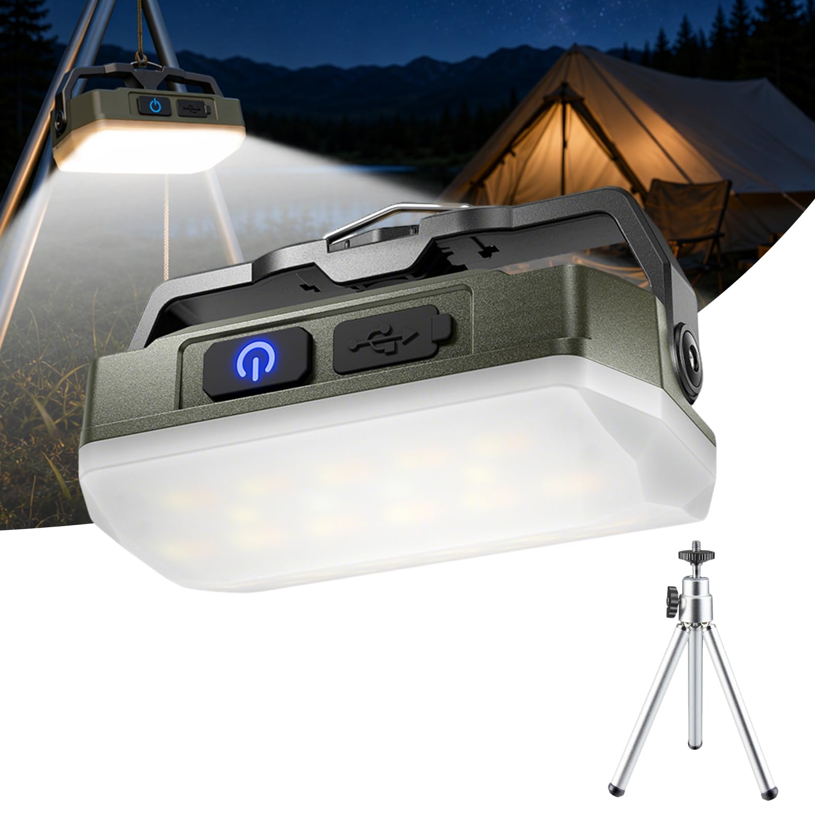LETOUR USB Rechargeable Camping Lantern 2000Lumen, 4000mAh LED Work Light with Tripod Stand & Magnet, 3 Colors 10~100% Brightness for Tent, Emergency, Hiking, Blackout (with Bag)-image-41