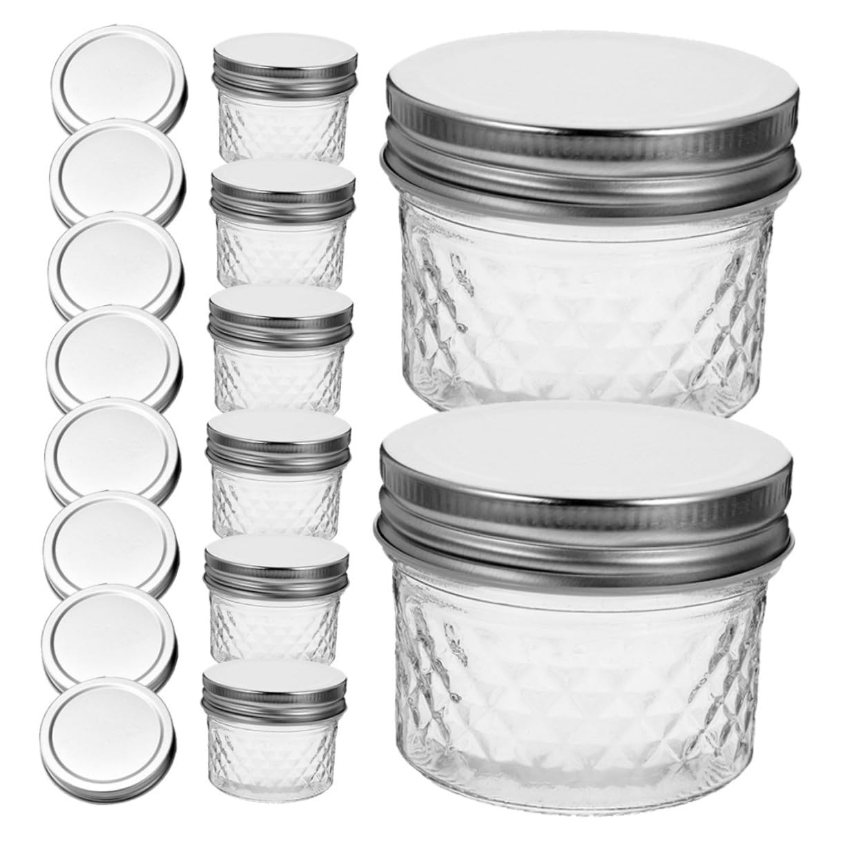 Barattoli Mason in Vetro 120ml, Set da 16 Pezzi Coperchio