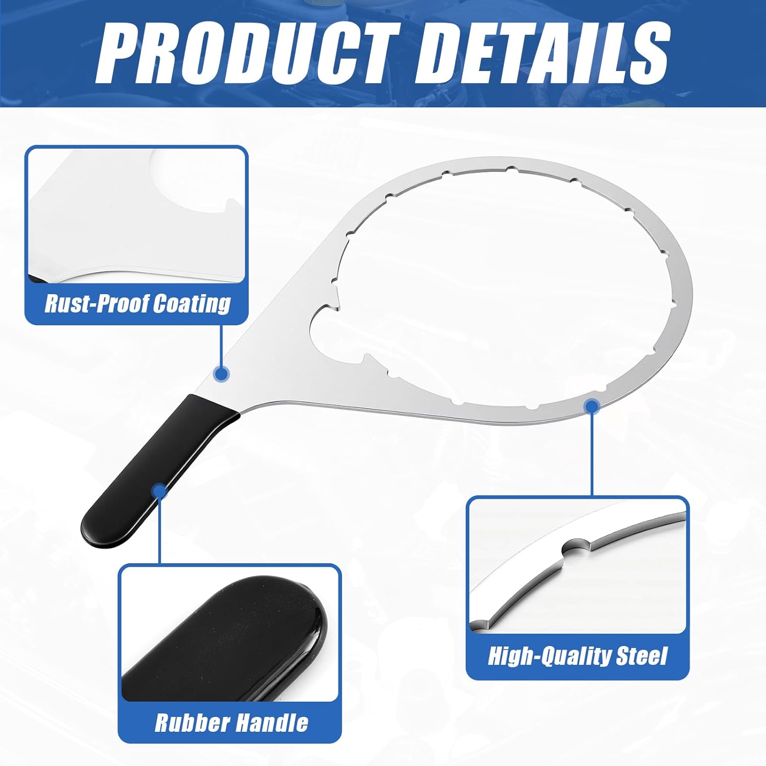 4 Pcs 4.6'', 5'', 6'', 8'' Fuel Filter Wrench Set, Compatible with Various Fuel Filter Size Include Water Separator, Engines